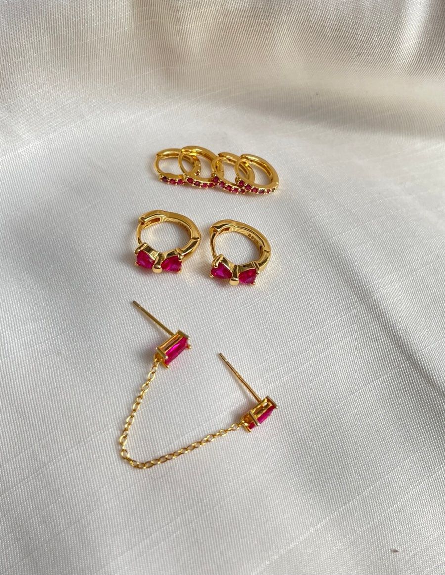 Pembe double gem chain earrings