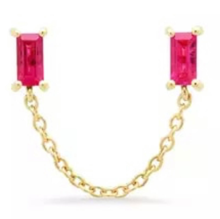 Pembe double gem chain earrings